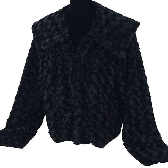 Fever‎ Faux Fur Cropped Shrug Jacket Black Size XL - Picture 1 of 9